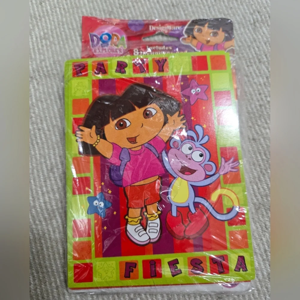 Vintage Y2K early 2000s Dora the Explorer party invitations, thank you cards